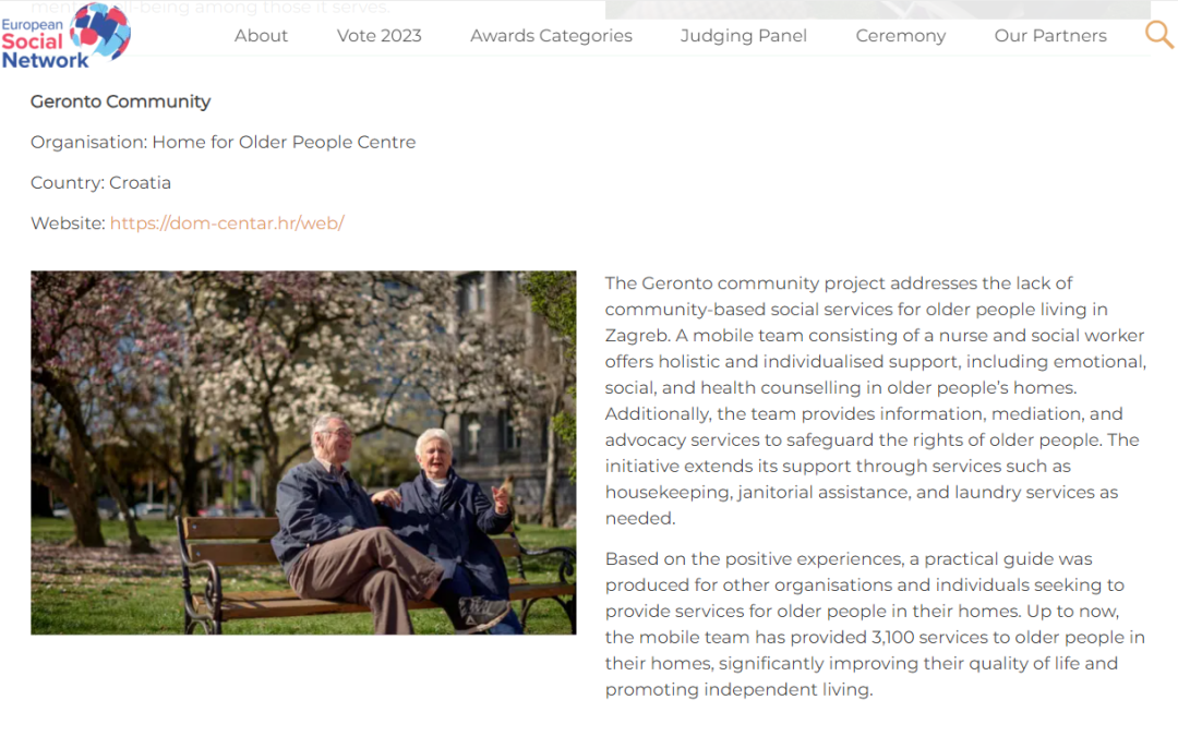 Nominacija za najbolji europski projekt socijalnih usluga